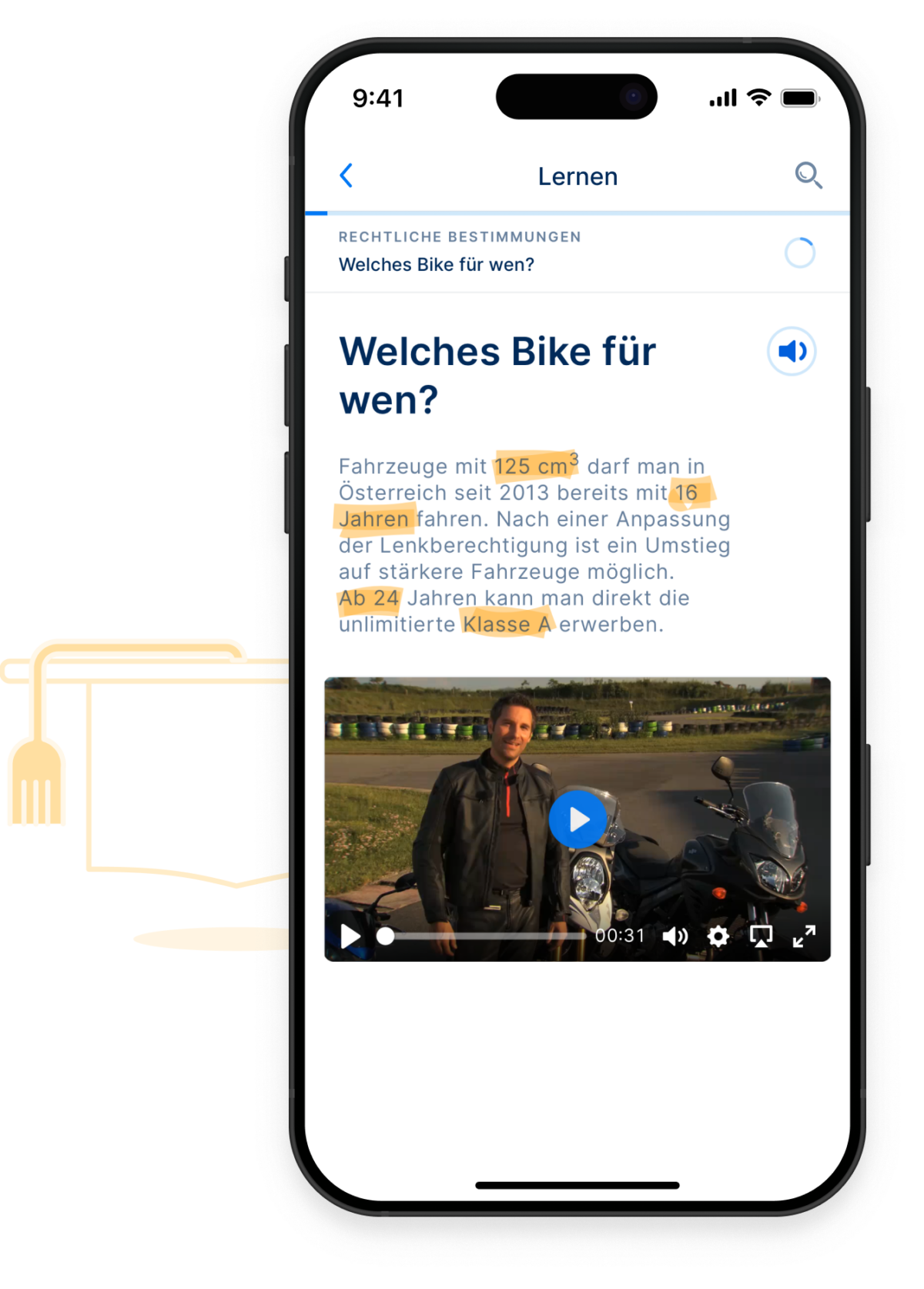 Ein Smartphone zeig Video und Text zur Frage "Welches bike für wen?".
